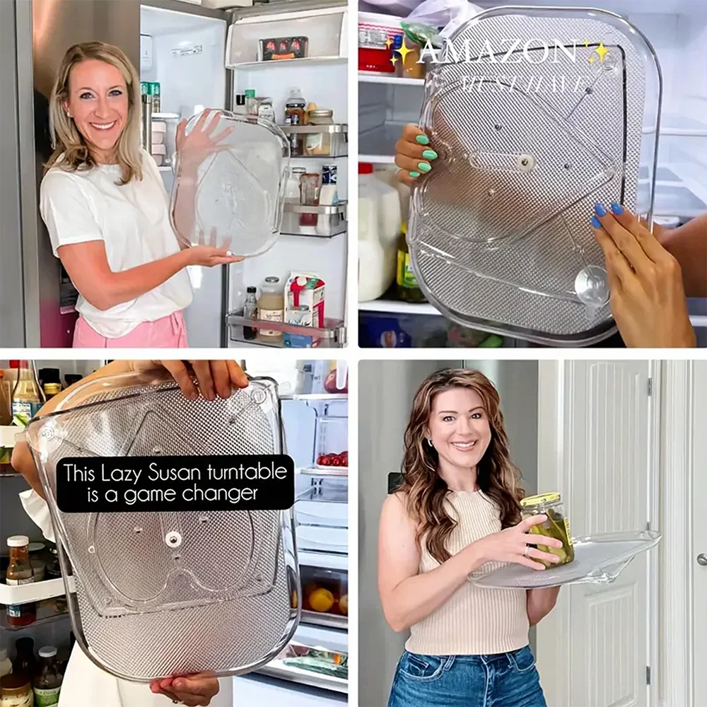 360 Rotating Fridge Organizer Tray- Space Saving Storage