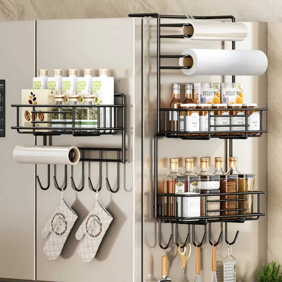 Magnetic Shelves For Fridge Side Kitchen Refrigerator Side Shelf Spice Storage Rack Space Saving Kitchen Fridge Shelf
