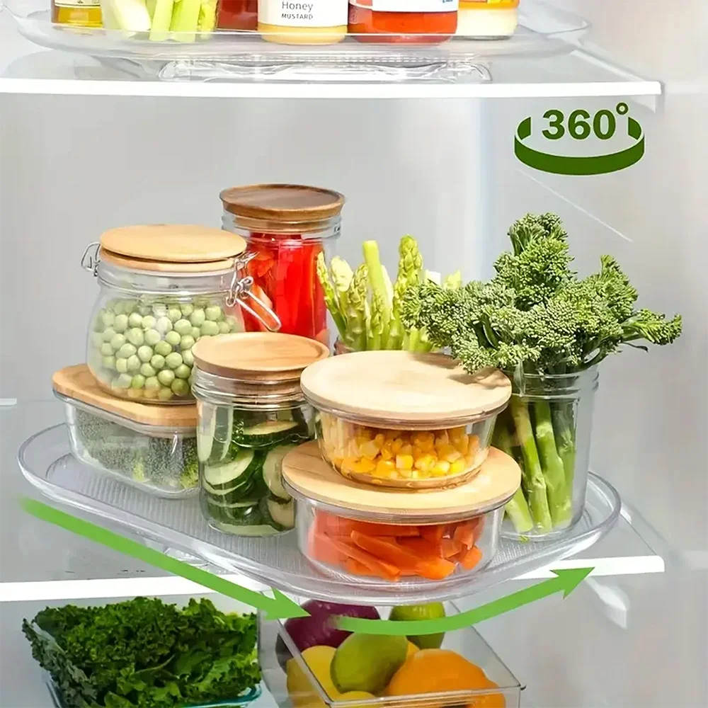 360 Rotating Fridge Organizer Tray- Space Saving Storage
