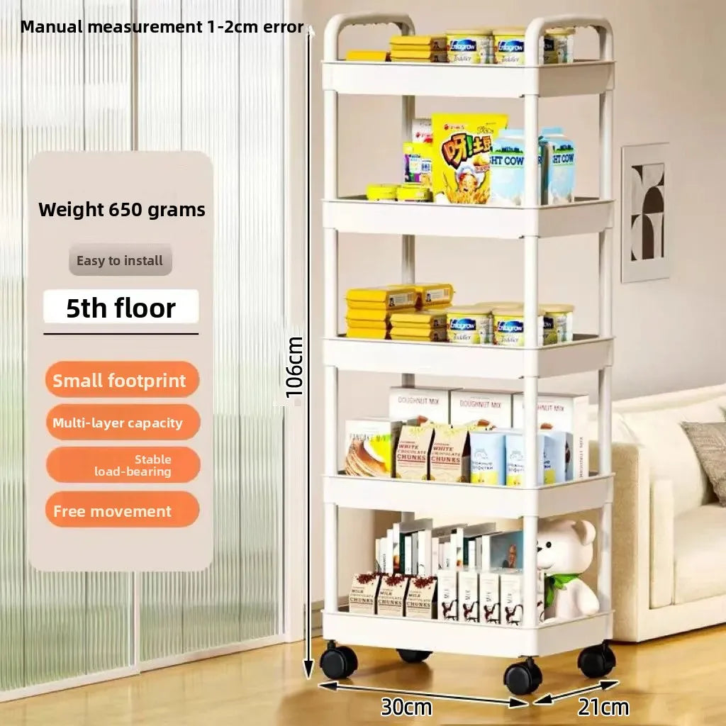 5-Tier Kitchen Storage Cart, Space Saving Organizer for Kitchen & Bathroom
