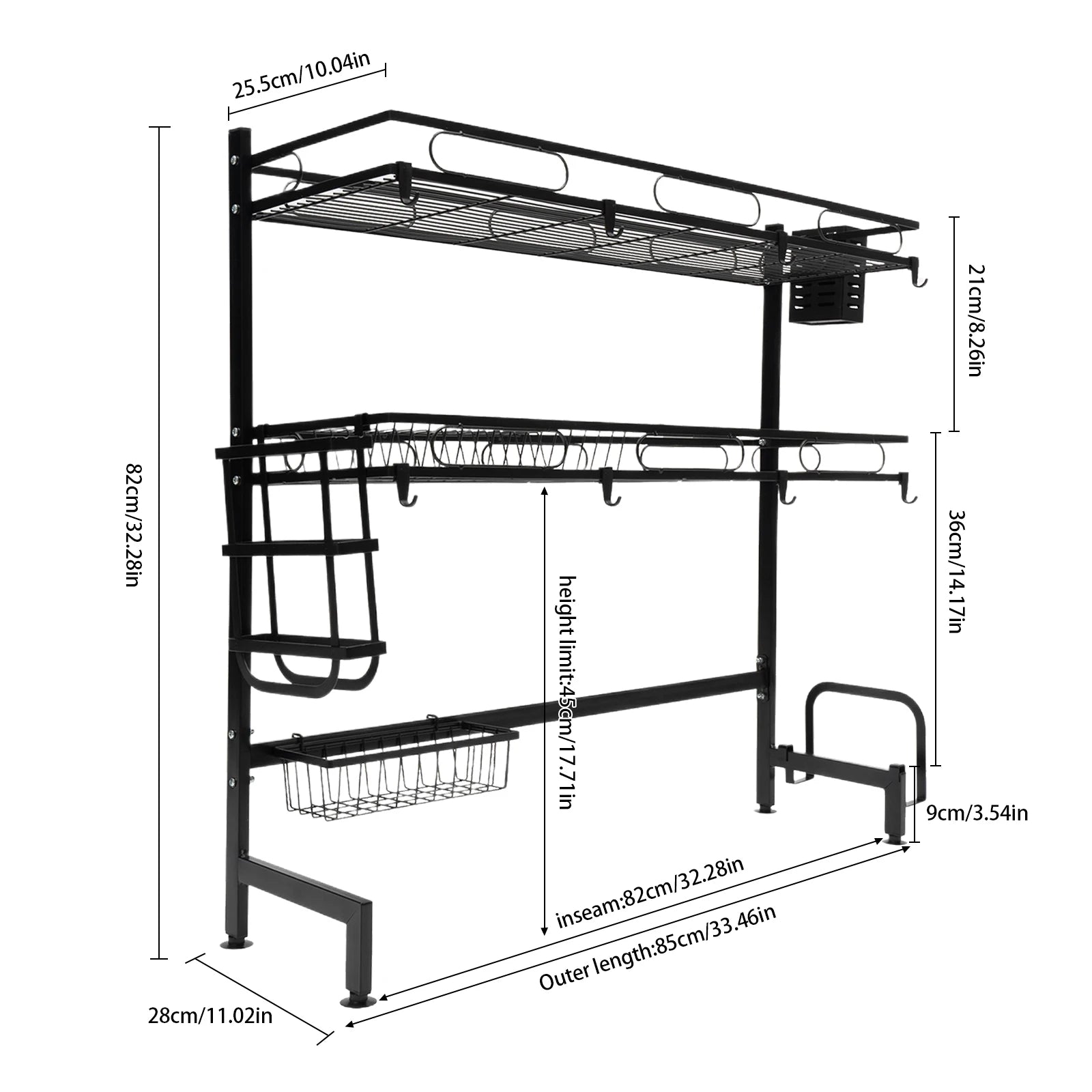 62/82cm Sink Storage Rack - Durable, Space-Saving Design for Organizing Kitchen Essentials