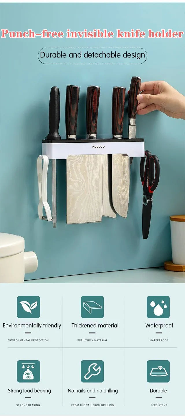 Wall Mounted Knife Holder – Space Saving Kitchen Organizer