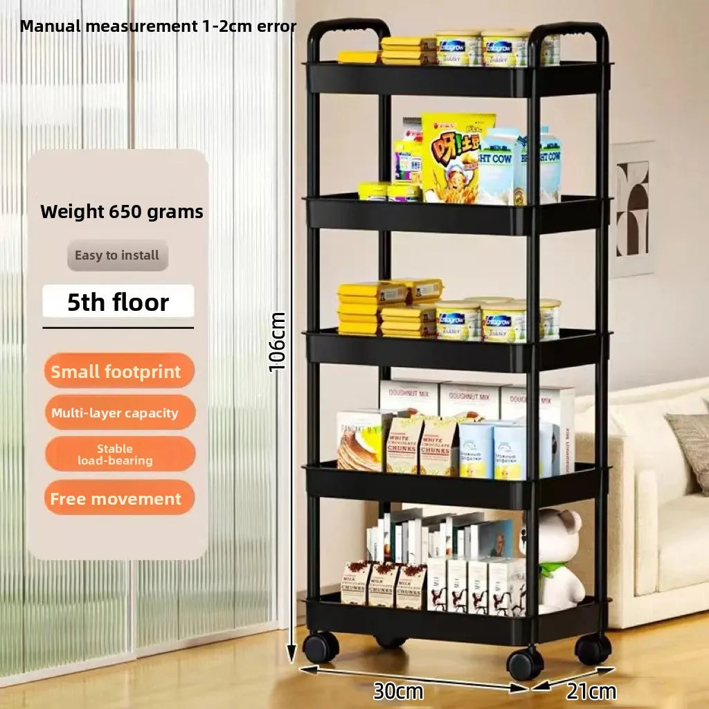 5-Tier Kitchen Storage Cart, Space Saving Organizer for Kitchen & Bathroom