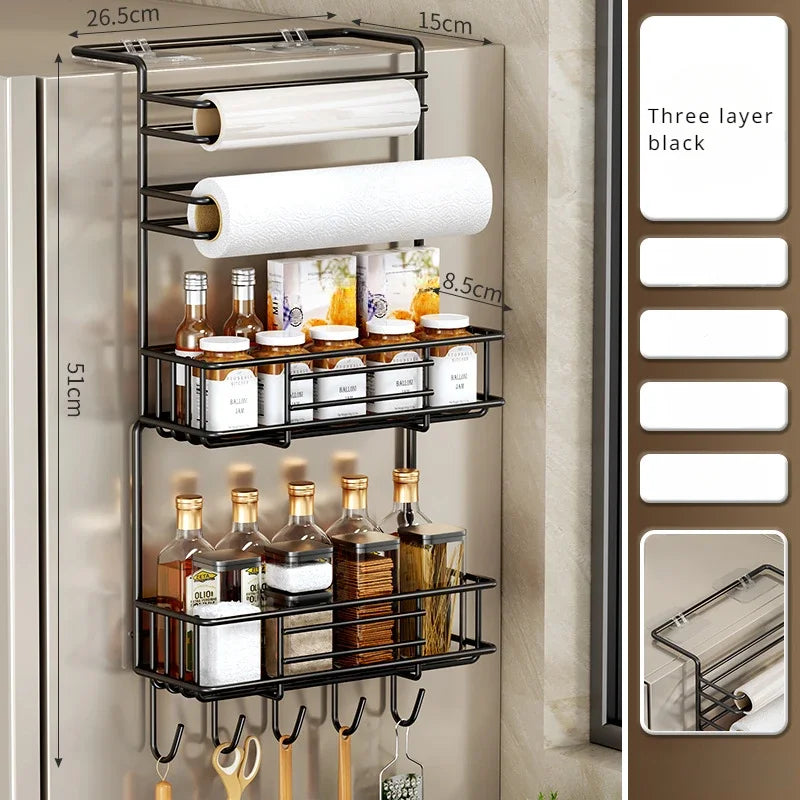Magnetic Shelves For Fridge Side Kitchen Refrigerator Side Shelf Spice Storage Rack Space Saving Kitchen Fridge Shelf