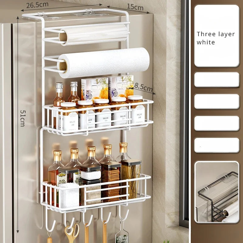Magnetic Shelves For Fridge Side Kitchen Refrigerator Side Shelf Spice Storage Rack Space Saving Kitchen Fridge Shelf