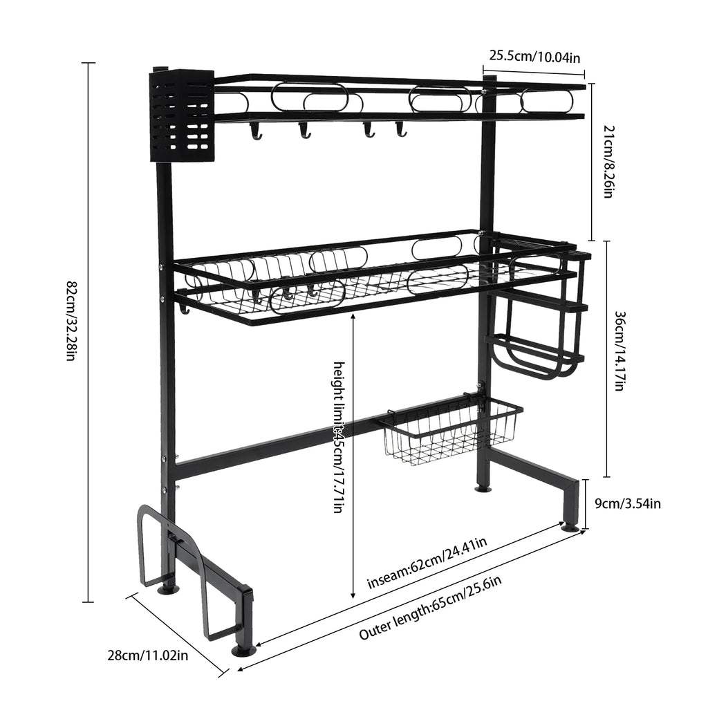 62/82cm Sink Storage Rack - Durable, Space-Saving Design for Organizing Kitchen Essentials