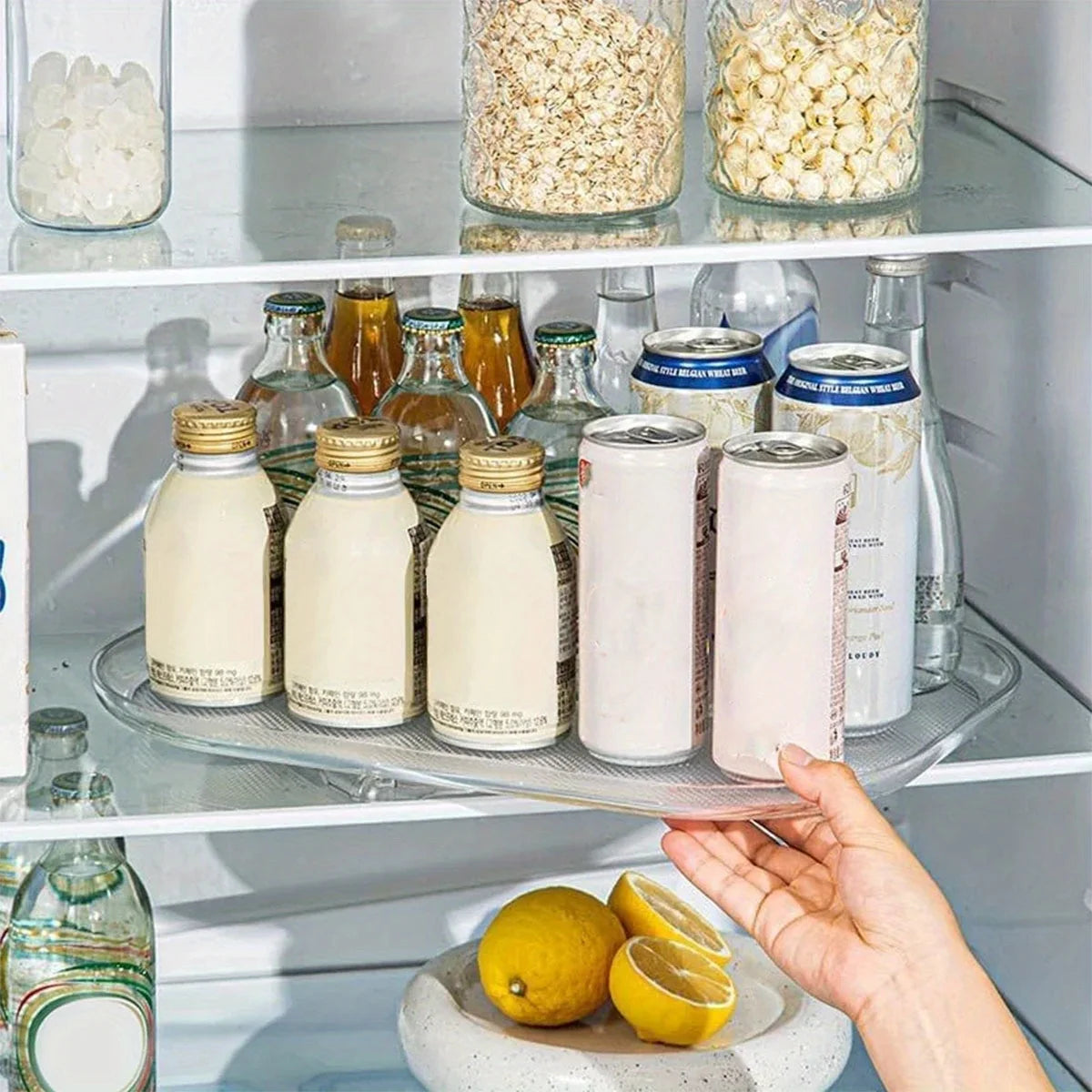 360 Rotating Fridge Organizer Tray- Space Saving Storage