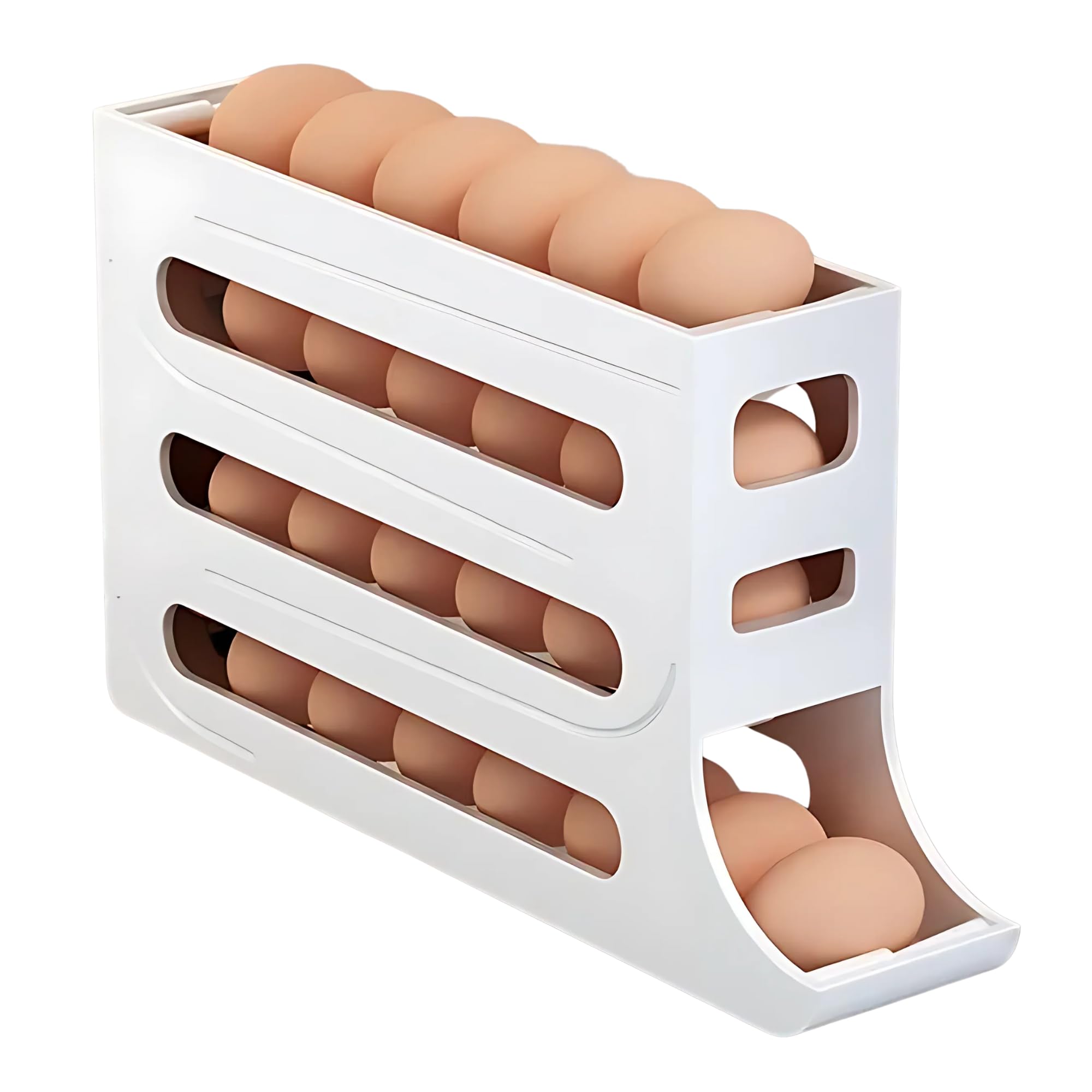 Space-Saving Egg Organizer – Auto Rolling Fridge Storage
